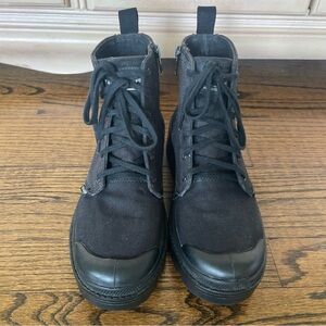 Palladium Pallabase Twill Black Womens Combat Platform Boots Canvas 8.5 M